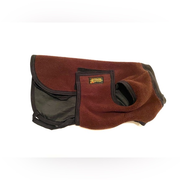 Brown/ Black Fleece Dog Coat by Apache River, Size Small/ Medium Dog - Picture 2 of 11